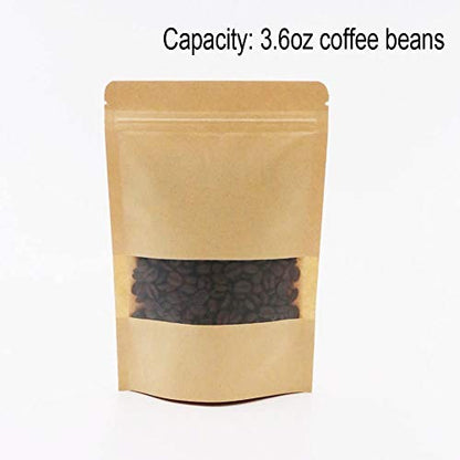 SumDirect Kraft Stand Up Pouches - 50Pcs Resealable Kraft Paper Stand Up Bags with Window, Zipper Disposable Food Storage Bags for Home or Business (50, 5.5x7.8inch) - size: 5.5x7.8inch