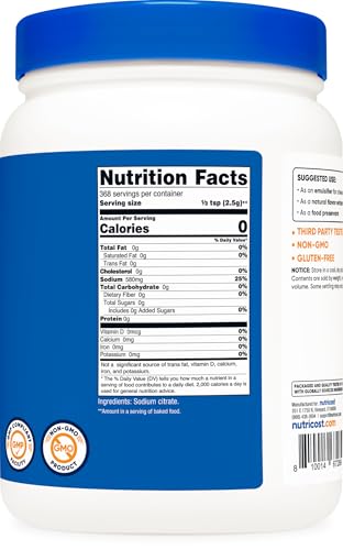 Nutricost Sodium Citrate Powder 2LB (32.4oz) Food Grade, GMO-Free | Emulsifier, Natural Flavor Enhancer, Food Preservant - size: 31.99 Ounce (Pack of 1)