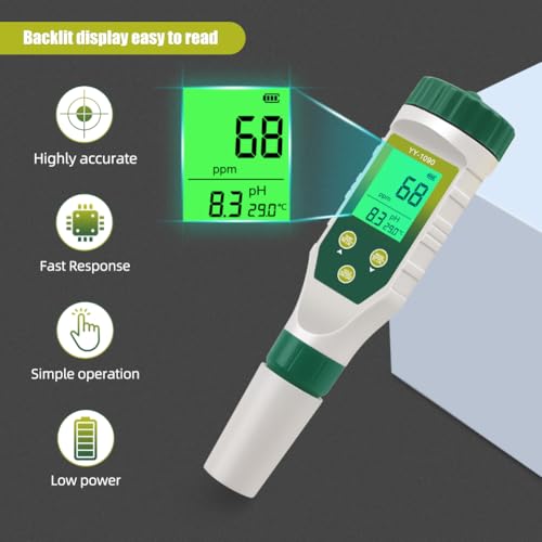 PH Meter & TDS Meter 5 in 1 Water Tester pH/TDS/EC/Salt/Temp Meter,PH Meter for Water with LCD Backlit,pH Tester Digital for Drinking Water. - size: 5-1