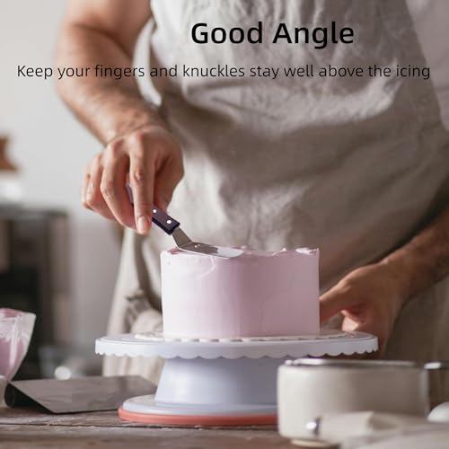 Cake Decorating Angled Icing Spatula Set of 6 8 & 10 Inch Wooden Handle Stainless Steel Offset Frosting Spatulas - size: offset spatulas 6 8 10 inches