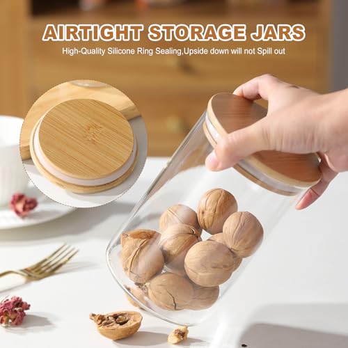 6-Pack Glass Storage Jars with Bamboo Lids Single 32 fl oz/950ml, Glass Canister Set, Airtight Containers for Kitchen Dry Goods, Coffee, Tea, Sugar,Flour,Candy, Cookie, Pasta - color: clear-round-6pcs-32oz