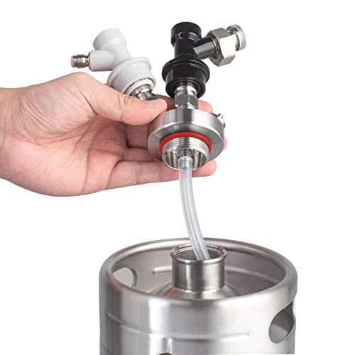Double Ball Lock Mini Keg Dispenser, Stainless Steel Keg Spear with 40'' Beer Hose for Home Brewing Mini Beer Keg Growler