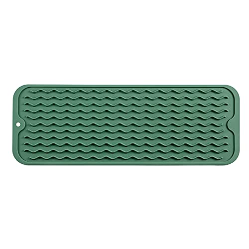 MicoYang Silicone Dish Drying Mat for Multiple Usage,Easy clean,Eco-friendly,Heat-resistant Silicone Mat for Kitchen Counter,Sink,Bar,Bottle,or Cup Green M 17 inches x 6 inches - color: Green, size: 17"L x 6"W
