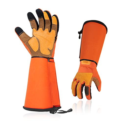 Vgo... Gardening Gloves Unisex,Safety Work Gloves,Long Sleeves Gauntlet,Puncture Proof,Touchscreen(Size XL,Orange,SL7496) - color: 1 Pair - Orange, size: Unisex X-Large