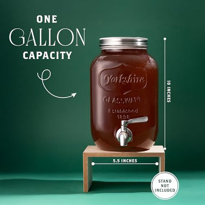 Kombucha Continuous Brewing Jar with Spigot - Gallon Glass Jar Dispenser & Scoby Starter Hotel with Mesh Lid & Airtight Lid - Designed by kitchentoolz for Home Fermentation