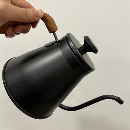 1.2L Stainless Steel Drip Coffee Kettles with Integrated Thermometers and Ergonomic Handle for Brewing Modern Design Kettles - color: Black