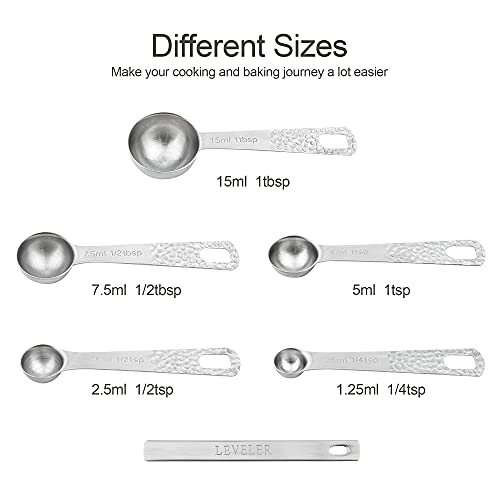 Measuring Cups and Spoons Set, 10 Piece Measuring Cup Set, 18/8 Stainless Steel Measuring Cups Spoons & Leveler, Baking Measure Cups, Kitchen Measurement Cups, Kitchen Gadgets for Cooking - color: Siliver