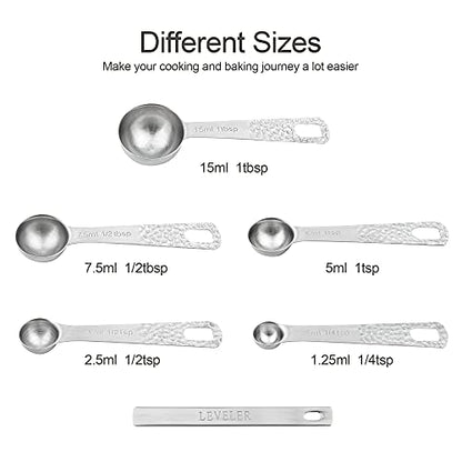 Measuring Cups and Spoons Set, 10 Piece Measuring Cup Set, 18/8 Stainless Steel Measuring Cups Spoons & Leveler, Baking Measure Cups, Kitchen Measurement Cups, Kitchen Gadgets for Cooking - color: Siliver