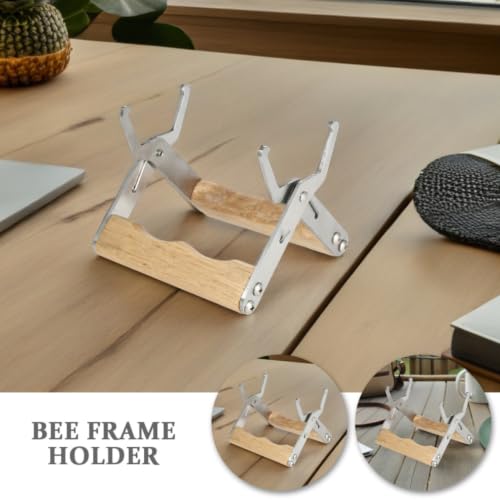 FRCOLOR 3pcs Beekeeping Frame Holder with Wooden Handle and Stainless Steel Grip for Quick and Efficient Frame Gripping During Beehive Inspection and Beekeeping