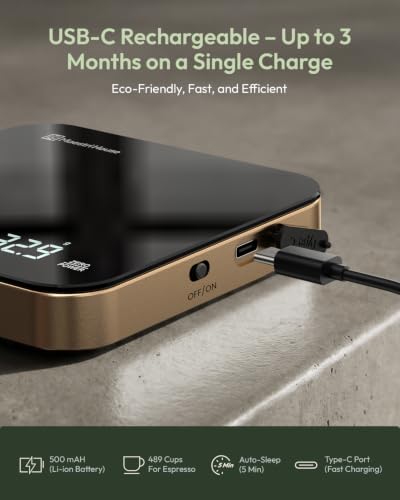 Maestri House S2 Espresso Coffee Scale with Timer, USB-C Rechargeable 2kg/0.1g Precision Shot Scale, Digital Scale for Espresso Brewing(Black & Gold) - color: Black&Gold