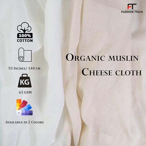 Fashion Track Cheese Cloths, 55x108 Inch 3 Yard Grade 90 (41 Sq. Feet) Hemmed Cheese Cloth Fabric Reusable Strainer, 100% Cotton Unbleached Cheesecloth for Straining, Kitchen and Cold Brew Coffee - color: Natural, size: 3 Yard