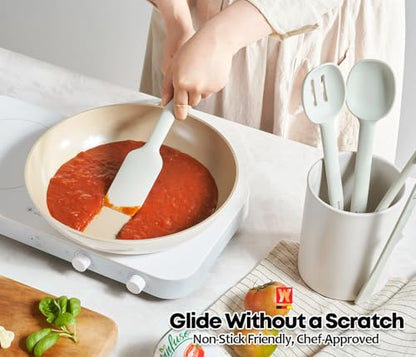 Wagensteiger Light Gray Silicone Scraping Spatula: Cooking Tool with Heat Resistant, Protects Surfaces with Gentle Head Design, Cooking Spatula for Spreading & Mixing, BPA Free (11.22inch x 2.17inch) - size: 11.22inch x 2.17inch