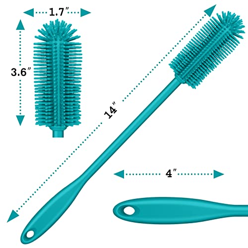 Silicone Bottle Brush, Water Bottle Cleaner Brush with Long Handle, Perfect for Cleaning Narrow Neck Containers, Vacuum Sports Bottle, Tumblers, Flask, Glassware (1 Pack, Turquoise) - color: Turquoise