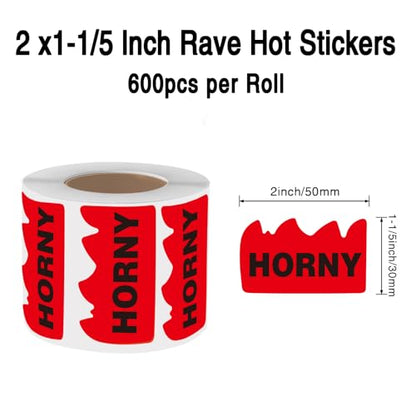 600 PCS Rave Stickers 2 x 1-1/5 Inch Waterproof Red Hot Flame Fire Shaped Stickers- Horny Labels - color: Horny-red