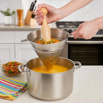 HIC Kitchen Chinois Fine-Mesh Cone Sieve, 18/8 Stainless Steel, For Straining Sauces, Soups, And Purees, 7-Inch Diameter - style: Stainless Steel Chinois