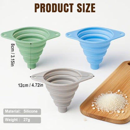 Kitchen Funnel Set, 2025 New Silicone Collapsible Funnel, Portable Small Funnels for Filling Small Bottles, Food Grade Funnels for Kitchen Use (Blue) - color: Blue