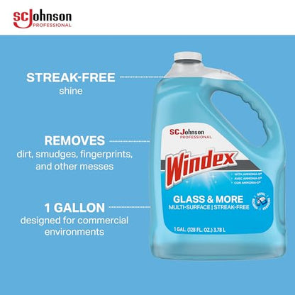 SC Johnson Professional Windex Glass and More Multi-Surface Cleaner, Windex Glass Cleaner Refill, Multi Surface Cleaner, 128 fl. oz. Bottles, 4 Count, for Professional Use Only - size: 128 Fl Oz (Pack of 4)