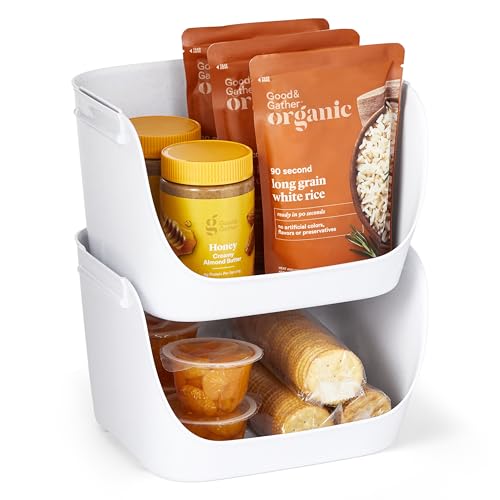 YouCopia ShelfBin Stacking Pantry Bins, 2-Pack, Stackable Storage Basket Organizers for Kitchen and Cabinet Organization - size: Stacking Bins