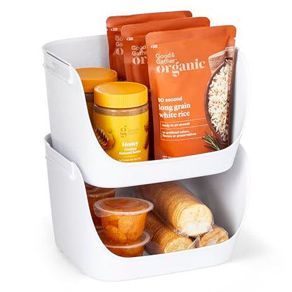 YouCopia ShelfBin Stacking Pantry Bins, 2-Pack, Stackable Storage Basket Organizers for Kitchen and Cabinet Organization - size: Stacking Bins