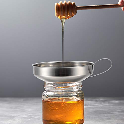 Boao 4 Pcs Stainless Steel Canning Funnels with Fine Mesh Strainer for Narrow Wide Mason Jars Food Grade 1.4 Inch/2.3 Inch Stainless Steel Funnel for Kitchen Use Spices Juices Powder(Silver)