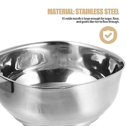 OSALADI Wide Mouth Funnel Stainless Steel Kitchen Gadget with Handle for Sugar Flour Rice Jam and Oil Transfer 5.31 X 3.93 X 2.04 in Home Kitchen Restaurant