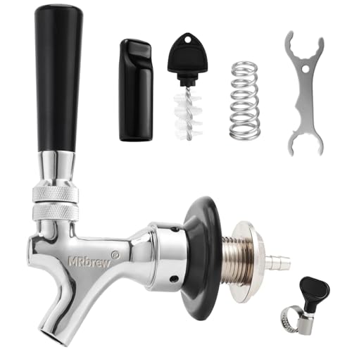 MRbrew Draft Beer Shank Faucet Kit, 1-1/2'' Beer Shank No Leak 1/4'' Beer Line Nipple Barb Fitting Beer Shank Tap for Kegerator Brewing with Self-Closing Beer Tap, Stainless Steel Core for Beer Party - size: 1-1/2''