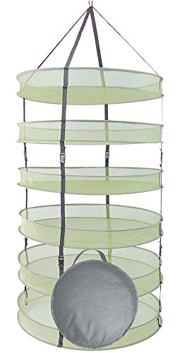 HORTIPOTS Herb Drying Rack Collapsible 2.5 ft Hanging Dry Net Rack for Hydroponic Herb Pot Vegetable Fruit Flower or Clothes Laundry - size: 2.5 FT diameter