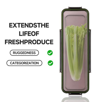 Celery Keeper for Refrigerator, Celery Storage Container with Lid, BPA-Free Long Plastic Fridge Storage Container for Fresh Celeries, Easy to Clean and Leak Proof, Food Storage Bins for Kitchen