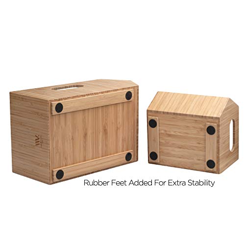 MobileVision Bamboo Storage Bins for Pantry & Kitchen Cabinet Organizer Multi-Purpose 2 PC Stackable Set for Canned Goods, Vegetables, Pouches, Boxed Meals & more - size: Set (2 PC): 12" x 7" x 5"