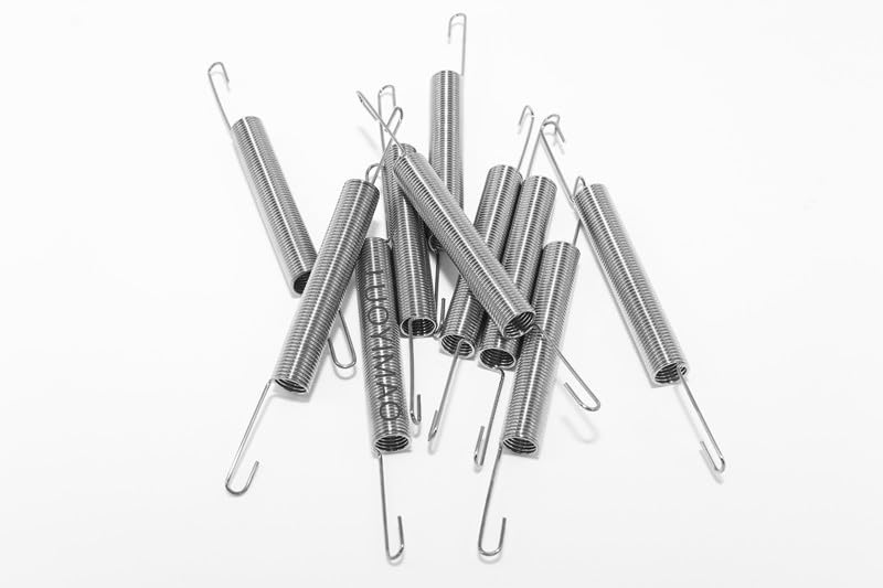 60mm x 10mm x 1.0mm Metal Dual Hook Tension Spring Gray 10pcs