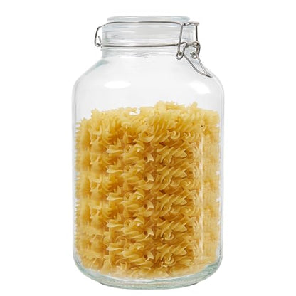 BJONKZ 1 Pack 1 Gallon Glass Jars with Airtight Lids – Food Storage Containers with Preserving Seal Wire Clip Fatening, Glass Canisters for Kitchen Canning Flour, Cereal, Sugar, Beans (1 Gallon*1) - size: 1 Gallon*1