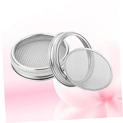 2pcs Stainless Steel Sprouting Jar Lids Wide Mouth Mason Jar Lids Straw for Sprouting Cans