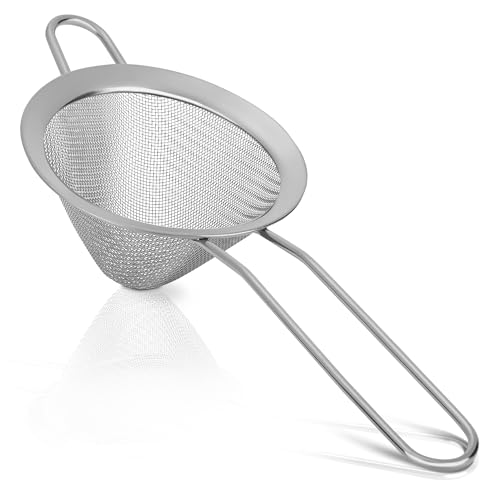 Upgraded 3.3" 304 Stainless Steel Fine Mesh Strainers for Kitchen, Cocktail Strainer Tea Coffee Juice Strainer Food Strainer Mini Sieve Strainer, Silver - color: Silver
