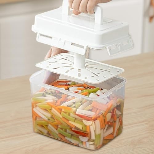 Sauerkraut Fermentation and Storage Container Stackable Foldable Kimchi Canning Pot Leakproof with Press Plate for Storing Pickled Foods, 5L Pickle Jar - size: 5L Pickle Jar