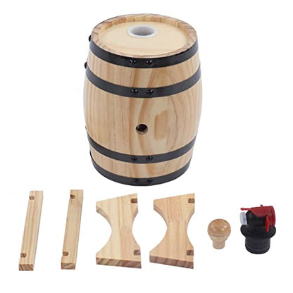 0.79 Gallon Whiskey Aging Barrel with Faucet - Pine Wood Wine Storage Keg for Bourbon, Brandy, Tequila | Large Capacity Retro Dispenser with Bracket | Home Bar, Catering, BBQ Accessory(3L) - size: 3L