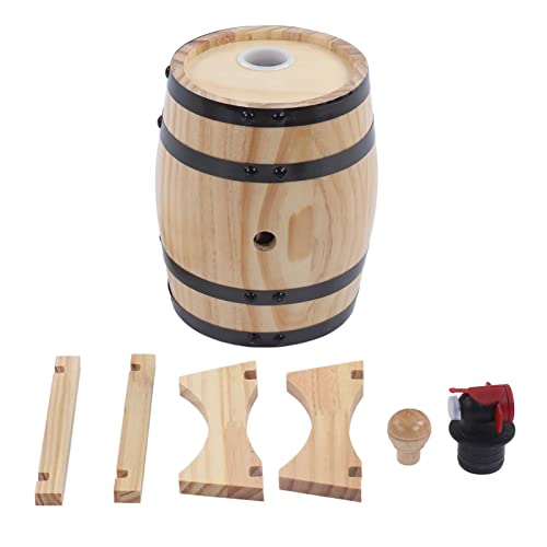 0.26 Gallon Whiskey Aging Barrel with Faucet - Pine Wood Wine Storage Keg for Bourbon, Brandy, Tequila | Large Capacity Retro Dispenser with Bracket | Home Bar, Catering, BBQ Accessory(1L) - size: 1L