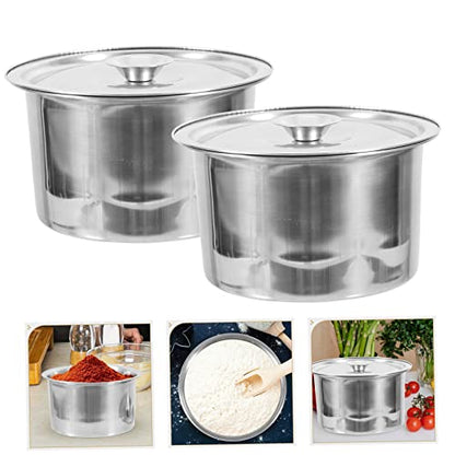 Kisangel 2set Stainless Steel Condiment Containers Lids Seasoning Jars for Kitchen Organization Spice Pots Tight Seal for Storing Seasonings