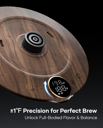 Cocinare Gooseneck Electric Kettle, ±1°F Precise Temperature Control, 1500W Fast Heating, Pour Over Coffee & Tea Kettle with Brew Timer & Keep Warm, Stainless Steel, 0.9L (Rainforest) - color: Rainforest