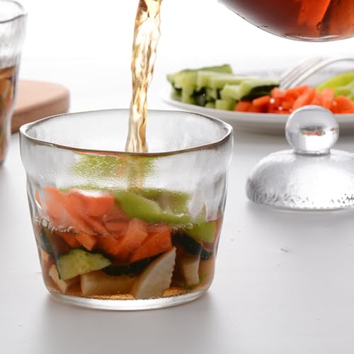 PRETYZOOM Small Glass Pickle Jar with Glass Weight - 650ml/21oz Tsukemono Maker with Heavy Duty Weight, Japanese One-Night Pickling Bowl Vegetable Fermentation for Sauerkraut, Kimchi