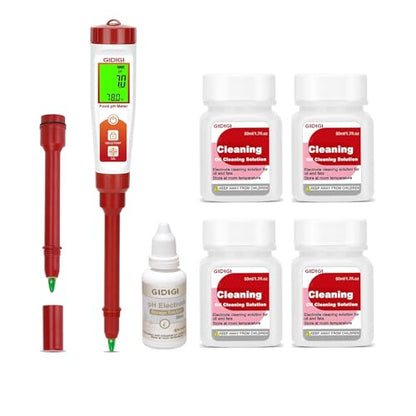pH Meter for Food Fermentation, Digital pH Temp. Tester for Sourdough Bread Acidity Tester 5.5in pH Probe pH Tester for Cheese Hot Sauce Kombucha Wine Meat Saliva Cosmetic, 1 Replaceable Probe