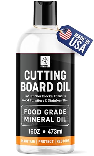 Mevell Food Grade Mineral Oil Made in USA 16 Oz, Butcher Blocks and Kitchen Countertops Conditioner, Food Safe Cutting Board Oil, Finish for Marble, Soapstone - size: 5.5"L x 3.5"W