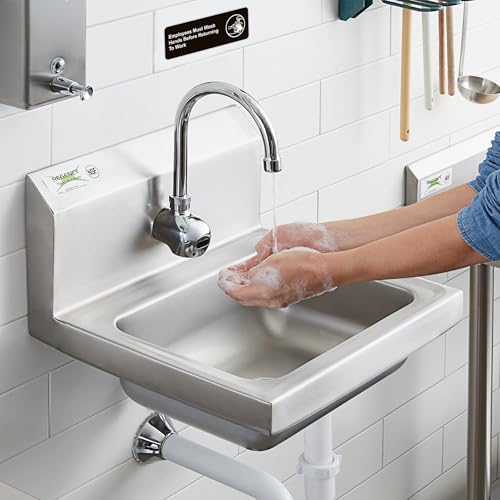 5PCS Wash Rinse Sanitize Sink Labels Sign, Self-Adhesive Waterproof Employees Must Wash Hands Stickers for Business，Restaurant Supplies for Wash Station, Commercial Kitchens, Restaurant, Food Trucks, Dish Washing (9"×3") - color: wash rinse sanitize sink