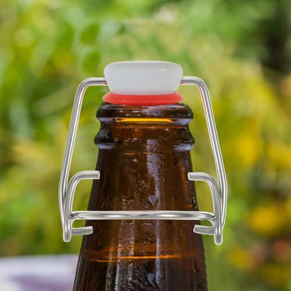 Zerodeko 15Pcs Swing Top Beer Bottle Caps Airtight Replacement Lids for Glass Bottles Home Brewing Soda Milk Bottles Sealers 2.09X1.97X1.06 Inches