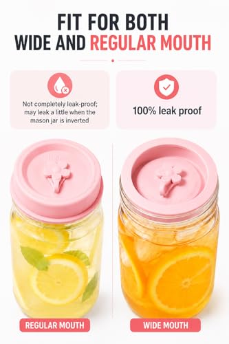Silicone Mason Jar Lids with Straw Hole for Regular & Wide Mouth Jars | Regular and Wide Mouth Compatible, With Straw Hole, With Stopper,BPA Free,Dishwasher Safe - color: 6pcs-multi-color