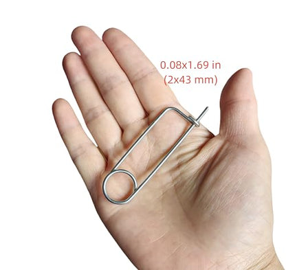 Steel Brooch Shape Open Safety pin Spring pin, Quick Lock line Lock pin Locking Fasteners for Farm Lawn Garden Hooks (0.08x1.69 in(2x43 mm)-8Pcs) - size: 0.08x1.69 in(2x43 mm)-8Pcs