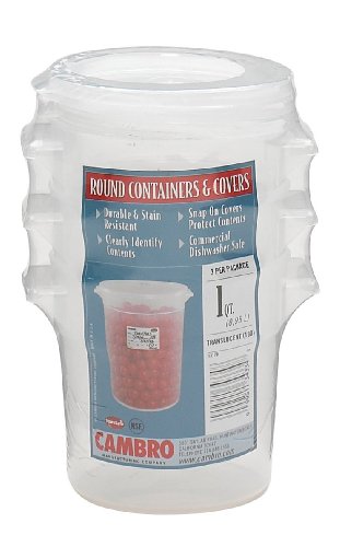 Cambro 1-Quart Round Food-Storage Container with Lid, Set of 3 - size: 1 Quart