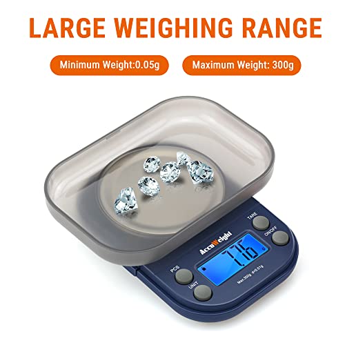 AccuWeight Digital Gram Scale with 300g/0.01g Small Pocket Coffee Scale with High Accuracy, Jewelry Scale with Tare and Calibration for Kitchen Food Scale