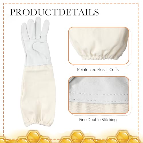 DoubleFill 8 Pcs Beehive Parts Kit for 10 Frame Bee Hive, Telescoping Top Cover Queen Excluder Inner Cover Screened Bottom Board Entrance Reducer Bee Escape Equipment J-Hook Scrape and Gloves(White) - color: White