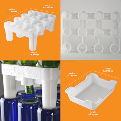 FASTFERMENT - 12-Bottle Drying Rack & Tray| Bottle Drying Tree Alternative | Dry & Store your Wine or Bomber/Belgian Bottles | Stackable | White | Dishwasher Safe | Home Brewing Supplies