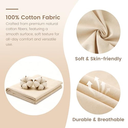 KUUP 100% Cotton Muslin Fabric, 44" Wide, 1/2/3/5 Yards, Natural Unbleached Muslin Fabric by Yard, Light Weight Soft Breathable Cotton Fabric for Sewing Embroidery, Garments, Crafts, Binding - color: Natural, size: 44-1 Yards